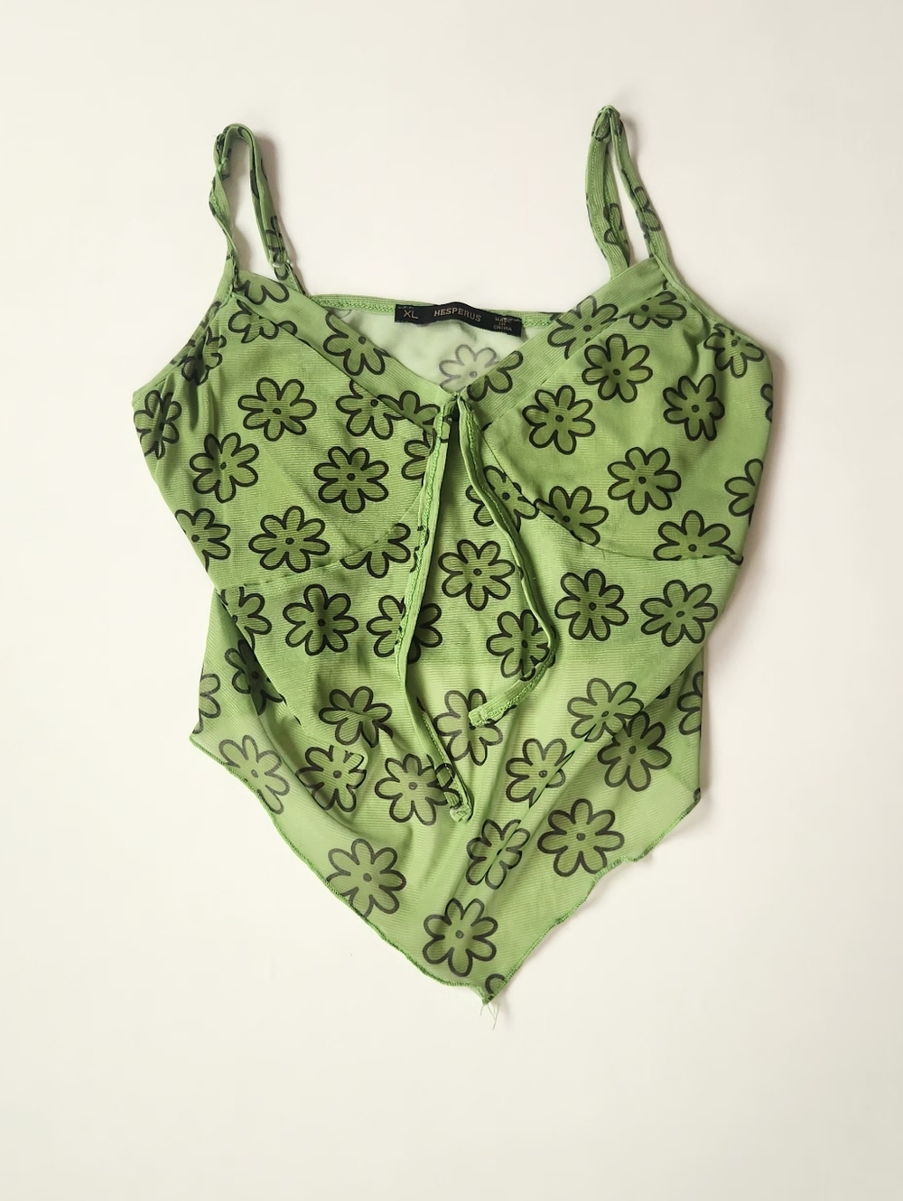 Green Floral Tie-Front Cami Top